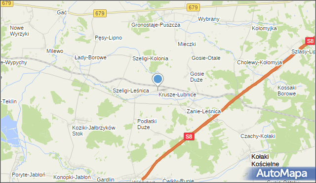 mapa Krusze-Łubnice, Krusze-Łubnice na mapie Targeo